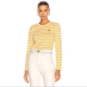 Comme Des Garçons Play heart logo yellow striped T-shirt long sleeve M